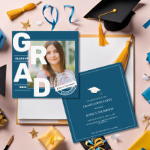 2025 Mini Blå Fotografi Examen Inbjudan