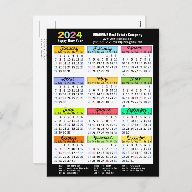 2025 - Minimalistisk Rosa för affärsmässig Elegant Helg Vykort (Fram/baksida)