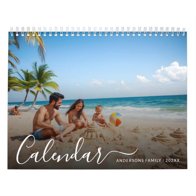 2025 Modern 13-familjefoton i skript Kalender (Omslag)