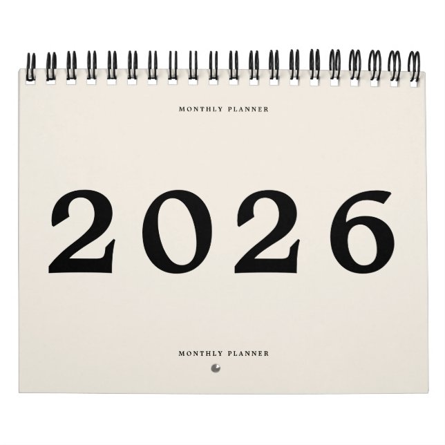 2025 Modern Black Beige American Monthly Planner Kalender (Omslag)