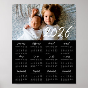 2025 - Modern familjefotografikalender - svart Poster