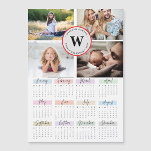 2025 Modern Family 4 Photo Collage Anpassningsbar Magnetisk Inbjudningskort