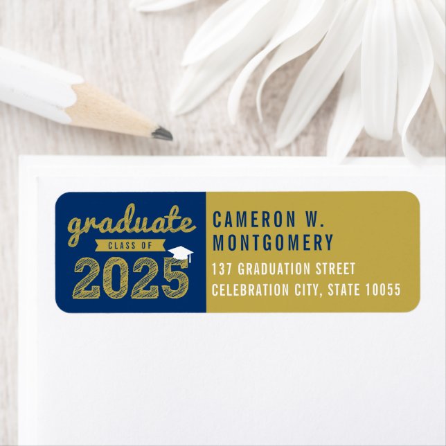 2025 Modern marin Studenten Adress Returadress Etikett (Insitu)