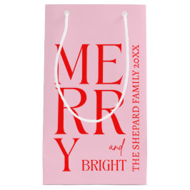 2025 Modern Merry and Bright Red Pink Christmas