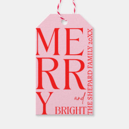 2025 Modern Merry and Bright Red Rosa Jul Presentetikett