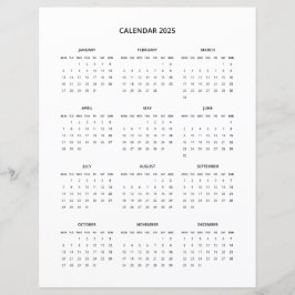 2025 Modern minimalistisk utskrivbar kalender i sv