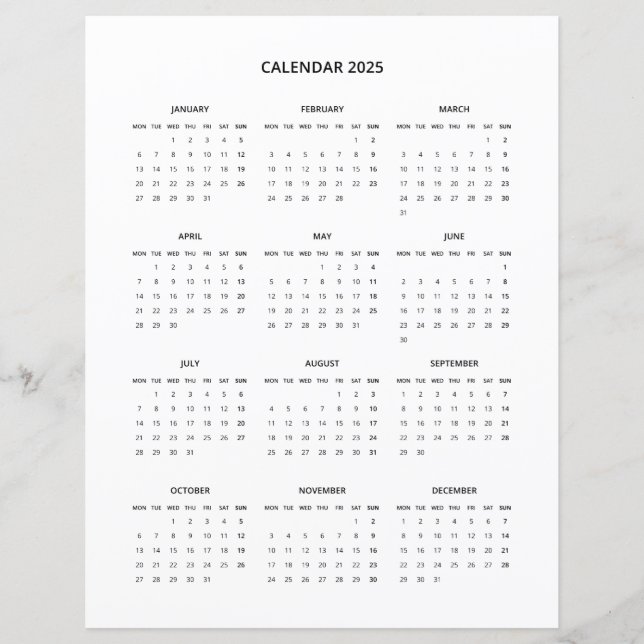 2025 Modern minimalistisk utskrivbar kalender i sv (Framsida)