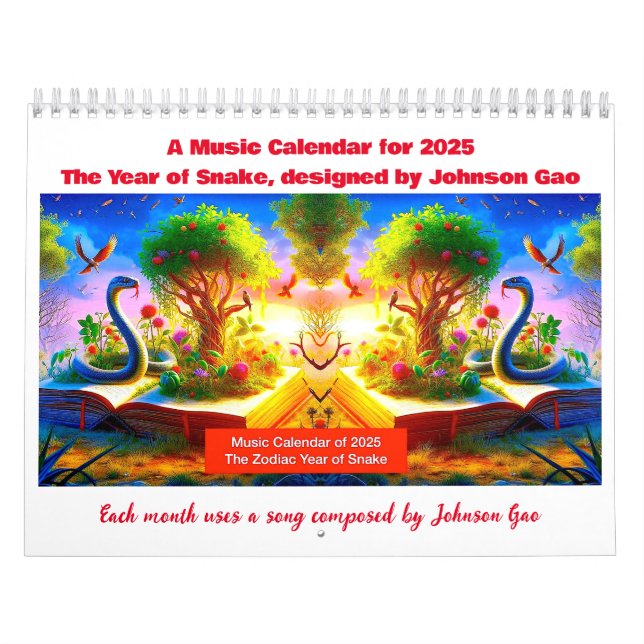 2025 Music Calendar för Zodiac Year of Snake Kalender (Omslag)