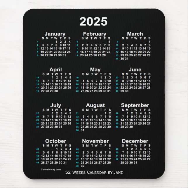 2025 Neon White 52 Week Calendar by Janz Musmatta (Framsidan)