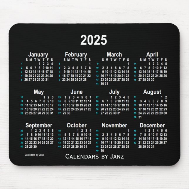 2025 Neon White 52 Weeks kalender från Janz Musmatta (Framsidan)