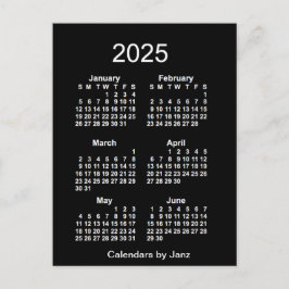 2025 Neon White 6 månaders mini-kalender av Janz Vykort