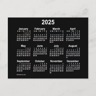 2025 Neon White Mini Kalender av Janz Vykort