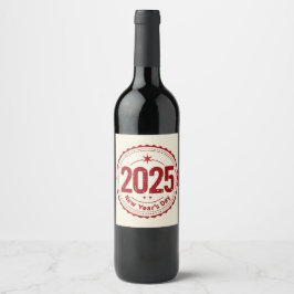 2025 New Year's Day Wine Label Vinflaska Etikett