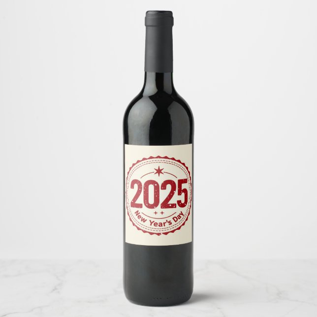 2025 New Year's Day Wine Label Vinflaska Etikett (Framsida)