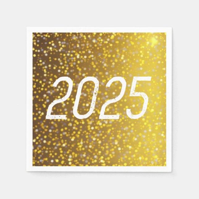 2025 Nyårsafton Firande Party Guld Napkin Pappersservett (Framsidan)