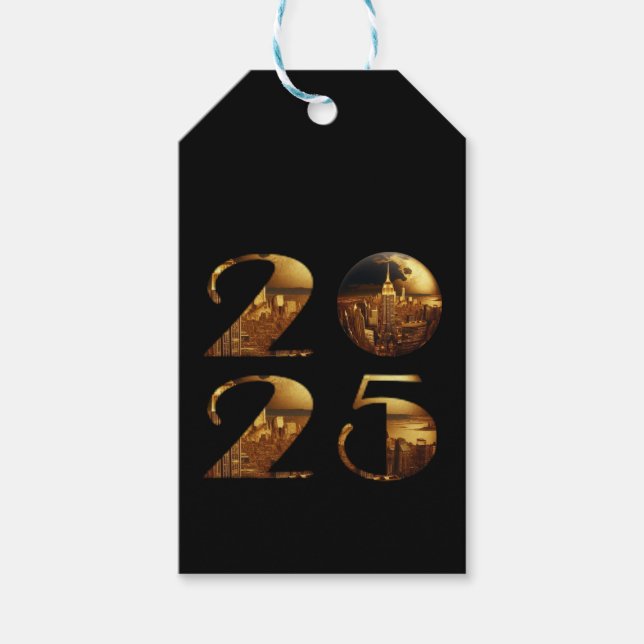 2025-Nyårsfest-Ball-NYC Guld- Presentetikett (Framsidan)