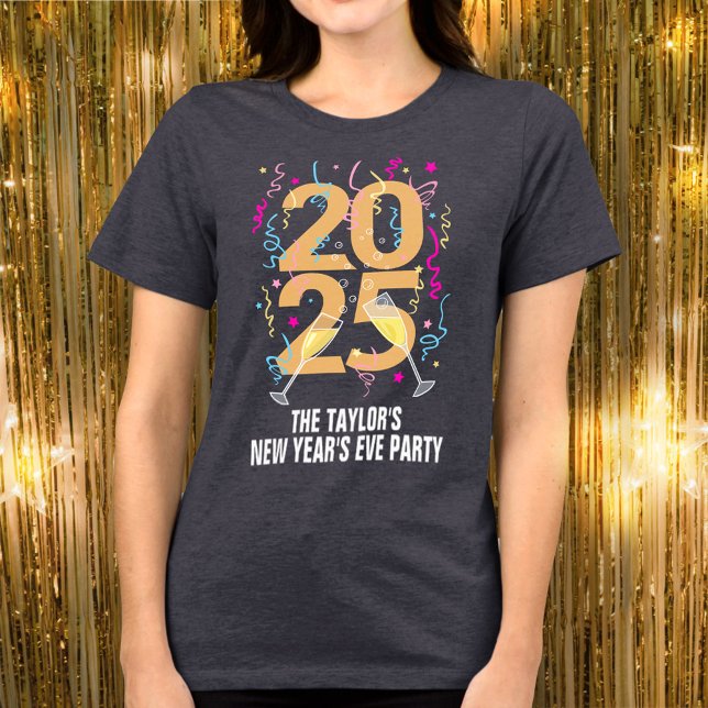 2025 nytt år firande nattchampagne guld t shirt (Skapare uppladdad)