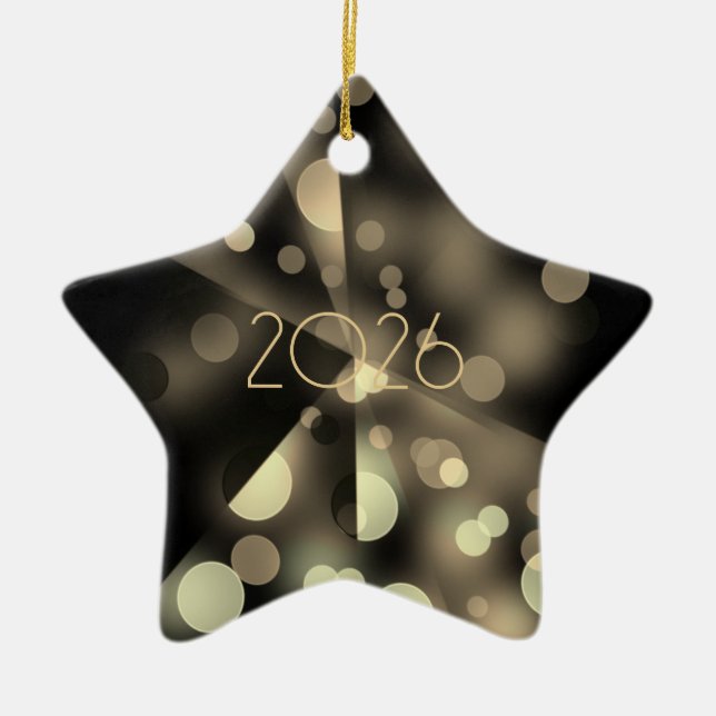 2025 nytt år med gyllene bubblor julgransprydnad keramik (Framsidan)