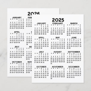 2025 och 2026 års visningskalender - grundläggande vykort