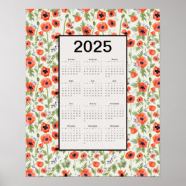 2025-Orangens poppies-kalender Poster