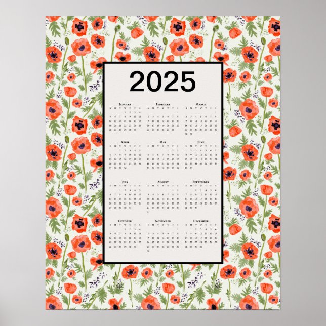 2025-Orangens poppies-kalender Poster (Framsidan)