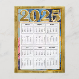 2025 Översiktskalender Nyårskort Helg Vykort