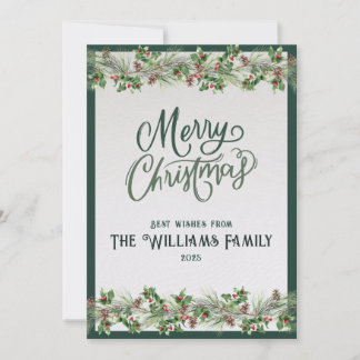 2025 Personalized Merry Christmas Card with Photo Julkort