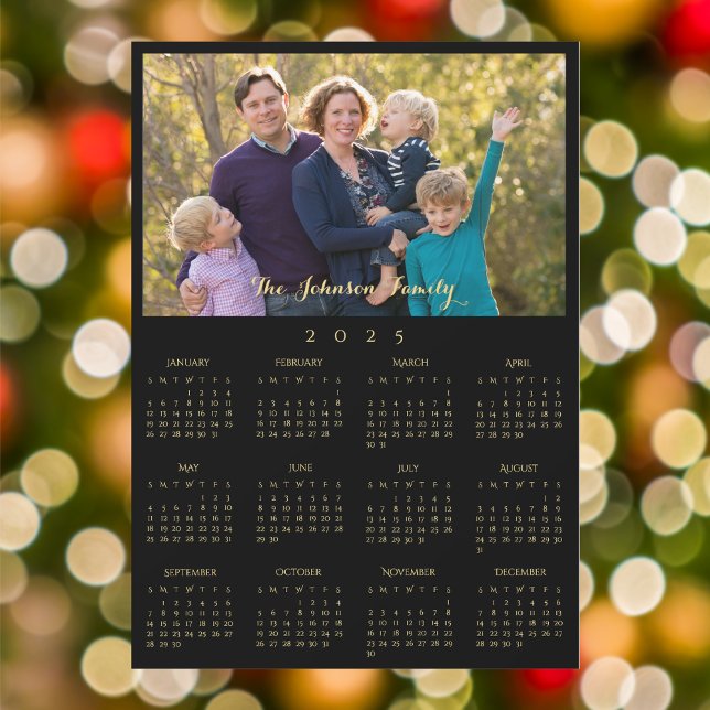 2025-Personlig för foto-kalender i familjen Namn (2025 Family Name Photo Calendar Personalized Card)
