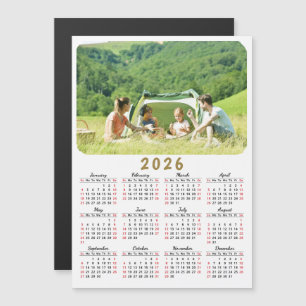2025 Photo Calendar Magnet Modern Red Black White