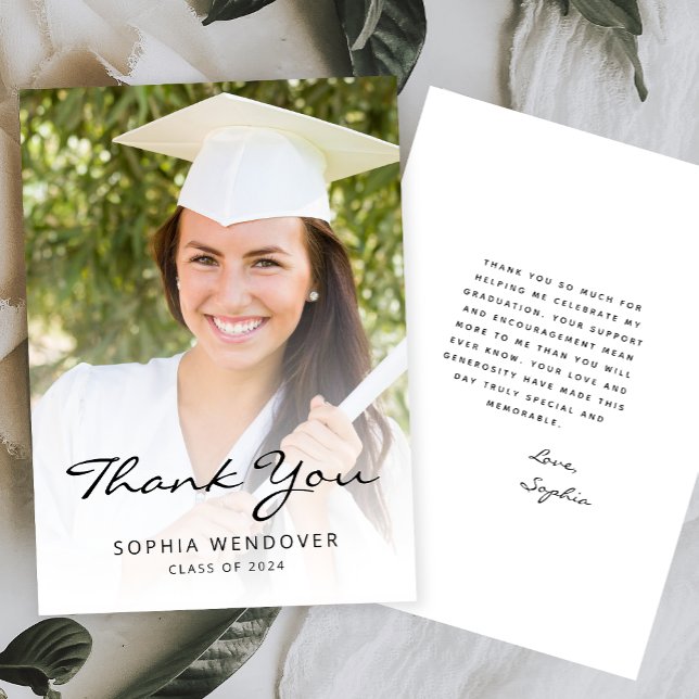 2025 Photo Classic Modern Black White Tack Kort (Skapare uppladdad)