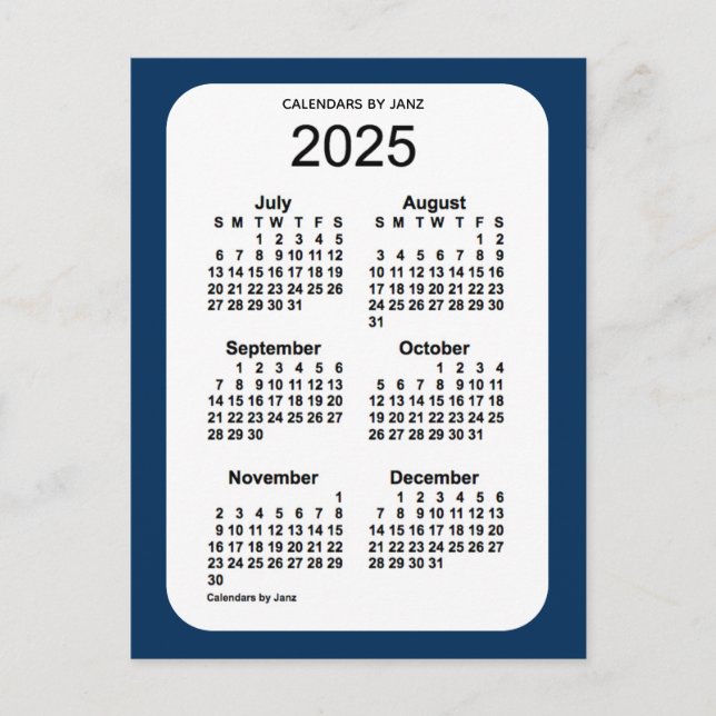 2025 Polisbox Blue 6 Month Mini Calendar av Janz Vykort (Framsida)
