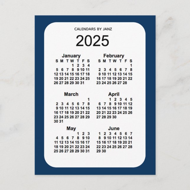 2025 Polisbox Blue 6 Month Mini Calendar av Janz Vykort (Framsida)
