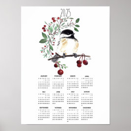 2025 Poster Chickadee Berry Gren kalender