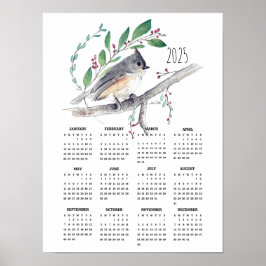 2025 Poster kalender för Cute Tuftad timus