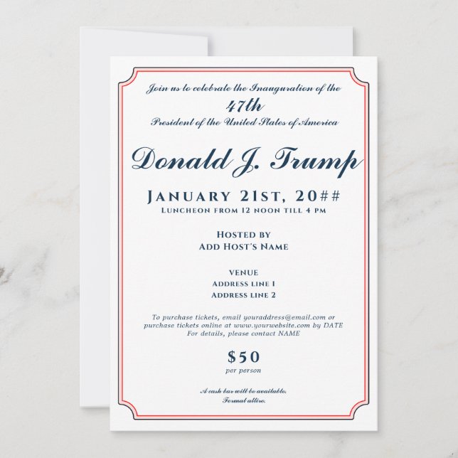2025 President Donald Trump Inauguration Party Inbjudningar (Framsida)