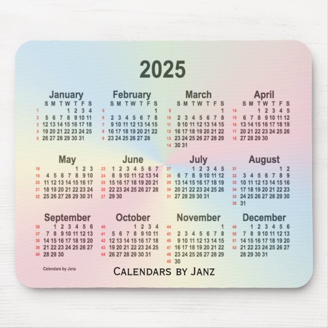 2025 Rainbow Cloud 52 veckor Kalender från Janz Musmatta (Framsidan)
