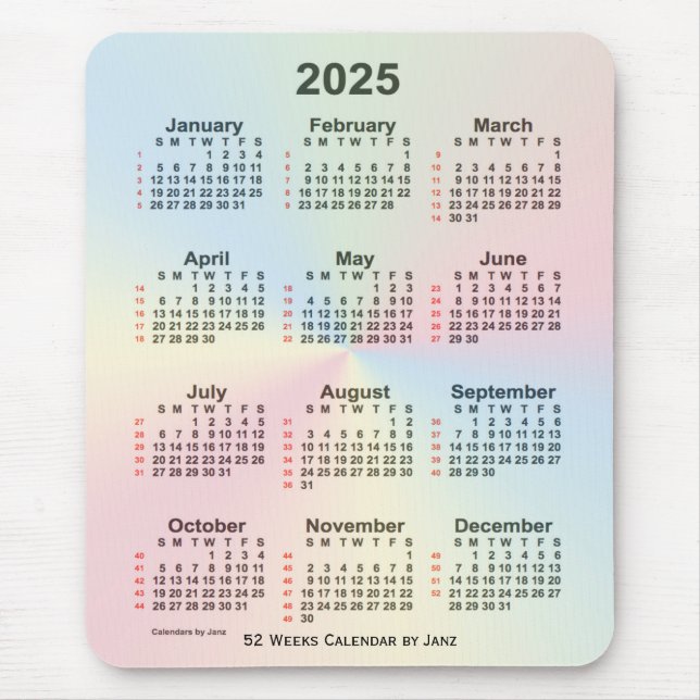 2025 Rainbow Cloud 52 Week Calendar av Janz Musmatta (Framsidan)