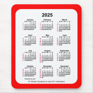 2025 Red 52 Weeks ISO Calendar av Janz Two Tone Musmatta