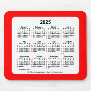 2025 Red 52 Weeks ISO Calendar av Janz Two Tone Musmatta