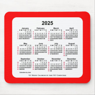 2025 Red 52 Weeks ISO Calendar av Janz Two Tone Musmatta