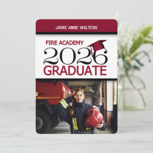 2025 Red and White Photo Fire Academy Studenten Inbjudningar