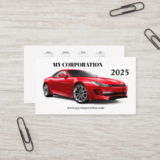 2025: Red Sport Car Pocket Calendar Visitkort