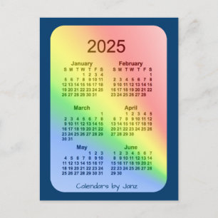 2025 Regnbågsblå 6 månaders mini-kalender av Janz Vykort