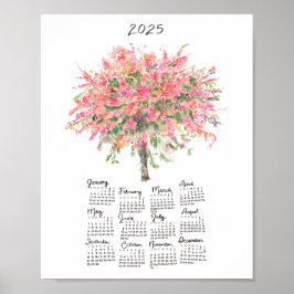 2025 Regnbågsduschträd Vattenfärgskalender Poster