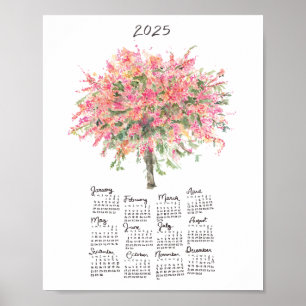 2025 Regnbågsskurträd Vattenfärgkalender Poster