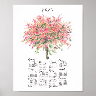 2025 Regnbågsskurträd Vattenfärgkalender Poster