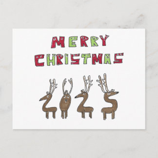 2025 Reindeer Humorous Merry Christmas Cartoon Helg Vykort