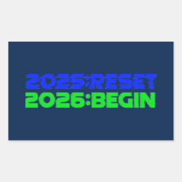 2025:RESET/2026:BEGIN Sticker Rektangulärt Klistermärke