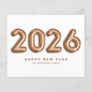 2025 Ro Mylar Balloons Gott nytt år Card Guld