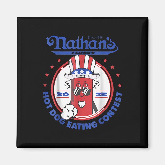 2025 Rolig Nathans Berömda 2025 Hot Dog Eating Con Magnet (Framsidan)